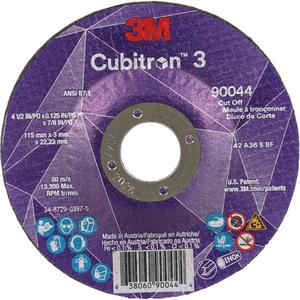 Cubitron™ 3 Cut-Off Wheel - 4-1/2", 1/8", 7/8", 13300, T27, Ceramic, Resin, 1095 Days, 36+