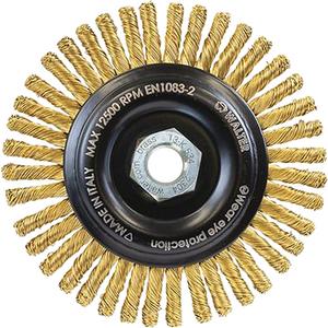 Spark-Free Brass Wire Wheel - 5", Steel/Stainless Steel/Aluminum, 5/8"-11, 1/4", 0.02", Stringer Bead, 15000