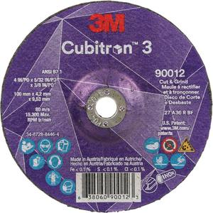 Cubitron™ 3 Cut and Grind Wheel - 4", 5/32", 3/8", 36, 15300, 27, Ceramic