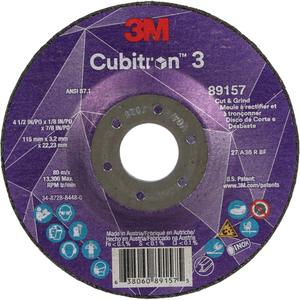 Cubitron™ 3 Cut and Grind Wheel - 4-1/2", 5", 6", 7", 9", 1/8", 7/8", 36, 13300, 27, Ceramic