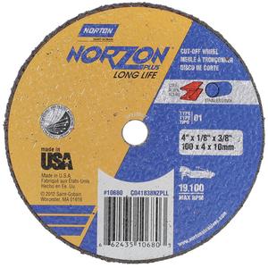 NorZon Plus SGZ CA Small Diameter Cut-Off Wheel - 4", 1/8", 3/8", 19100, 01/41, Ceramic Alumina