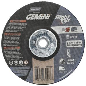 Gemini RightCut Right Angle Cut-Off Wheel - 6", 0.045", 5/8"-11, 10185, 27/42, Aluminum Oxide