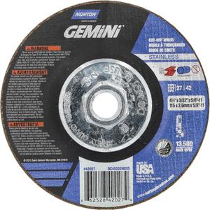 Gemini INOX/SS Right Angle Cut-Off Wheel - 4-1/2", 3/32", 5/8"-11, 13580, 27/42, Aluminum Oxide