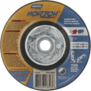 NorZon Plus SGZ CA Grinding & Cutting Wheel - 4-1/2", 1/8", 5/8"-11, 13580, 27, Ceramic Alumina