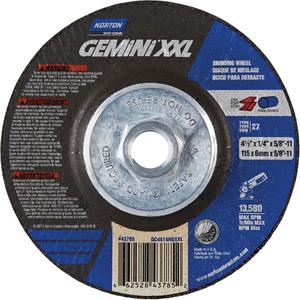 Gemini XXL Grinding Wheel - 4-1/2", 1/4", 5/8"-11, 13580, 27, Aluminum Oxide