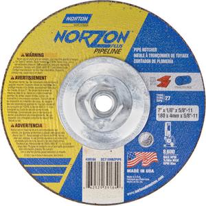 NorZon Plus SGZ Right Angle Cut-Off Wheel - 7", 1/8", 5/8"-11, 8600, 27/42, Ceramic Alumina