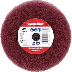 Scotch-Brite™ Roloc™ Plus General Purpose Scuffing Wheel - 4", Oxyde d'aluminium, 12000 RPM, 1.125", 3650 Days