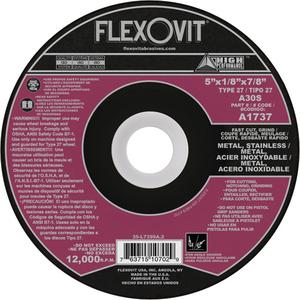 Cut-Off, Notching & Light Grinding Wheel - 5", 1/8", 7/8", 1200, 27, Aluminum Oxide