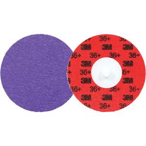 Cubitron™ 3 Roloc™ Durable Edge Disc 1184F - 3", TR, 36+, Ceramic, Polyester Cloth, YF Weight, R300V, Purple