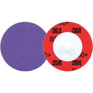 Cubitron™ 3 Roloc™ Durable Edge Disc 1184F - 2", TR, 80+, Ceramic, Polyester Cloth, YF Weight, R200P, Purple