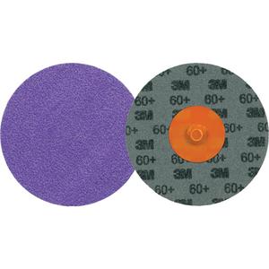 Cubitron™ 3 Roloc™ Durable Edge Disc 1184F - 3", TR, 60+, Ceramic, Polyester Cloth, YF Weight, R300V, Purple