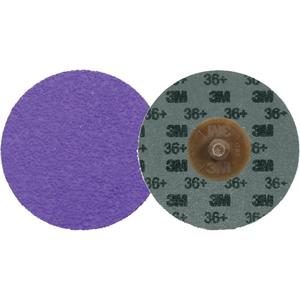 Cubitron™ 3 Roloc™ Durable Edge Disc 1184F - 3", TR, 36+, Ceramic, Polyester Cloth, YF Weight, R300V, Purple