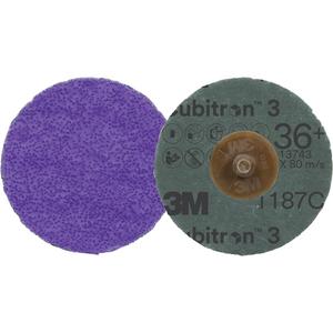 Cubitron™ 3 Roloc™ Fibre Disc - 2", TR, 36+, Ceramic, Resin, Purple, 1825 Days, Heavy Grinding, Weld Grinding, Surface Finishing, Metal Stock Removal, Grinding, Beveling, Stock Removal, High Pressure Grinding