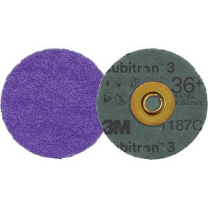 Cubitron™ 3 Roloc™ Fibre Disc - 3", TSM, 36+, Ceramic, Resin, Purple, 1825 Days, Beveling, Stock Removal, Metal Stock Removal, Grinding, Weld Grinding, Surface Finishing, High Pressure Grinding, Blending Corners