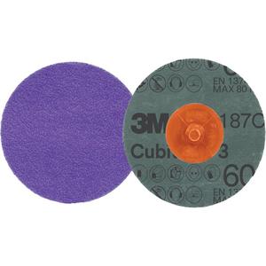 Cubitron™ 3 Roloc™ Fibre Disc - 3", TR, 60+, Ceramic, Resin, Purple, 1825 Days, Stock Removal, Blending Corners, Surface Finishing, Blending, Grinding, Weld Removal, Metal Stock Removal, Weld Grinding