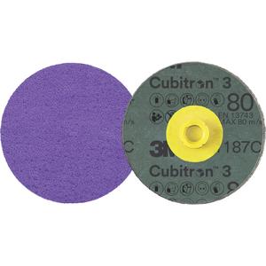 Cubitron™ 3 Roloc™ Fibre Disc - 4", TS, 80+, Ceramic, Resin, Purple, 1825 Days, Blending Corners, Stock Removal, Weld Removal, Metal Stock Removal, Weld Grinding, Surface Finishing, Blending, Grinding