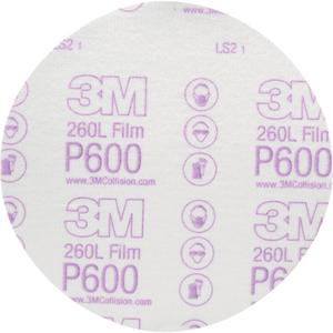 Hookit™ Finishing Film Abrasive Disc 260L 00971 - P600, 6", Aluminum Oxide, Hook & Loop, Polyester Film, Closed Coat, Dry