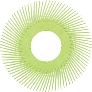 Scotch-Brite™ Type A Precision Radial Bristle Brush PN-RB without Adapter - 50+, Ceramic, 6", 6000 RPM, Neon Green, Type A (Angled)