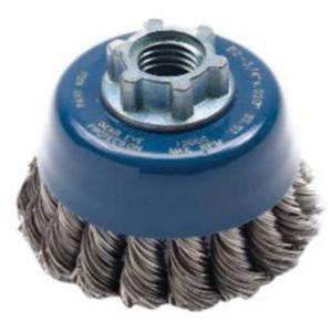 Knotted Wire Cup Brush - 2-3/4", 0.02", Stainless Steel, 5/8"-11, 15000