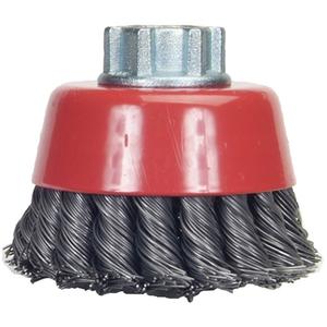 Knotted Wire Cup Brush - 4", 0.023", Steel, 5/8"-11, 9000