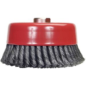 Knotted Wire Cup Brush - 6", 0.02", Steel, 5/8"-11, 6000