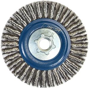 Stringer Bead Knot Wire Brush For Angle Grinders - 4", 0.02", Stainless Steel, 5/8"-11, 15000