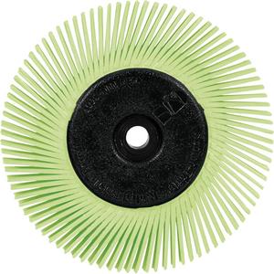 Scotch-Brite™ Type A Precision Radial Bristle Brush PN-RB with Adapter - 50+, Ceramic, 6", 6000 RPM, Neon Green, Type A (Angled), 1"