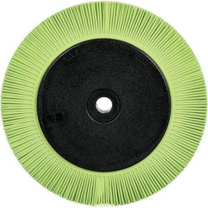Scotch-Brite™ Type S Precision Radial Bristle Brush PN-RB with Flange - 50+, Ceramic, 8", 6000 RPM, Neon Green, Type S (Straight), 1-1/4"