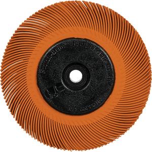 Scotch-Brite™ Type C Precision Radial Bristle Brush PN-RB with Adapter - 80+, Ceramic, 6", 6000 RPM, Orange, Type C (Curved), 1"