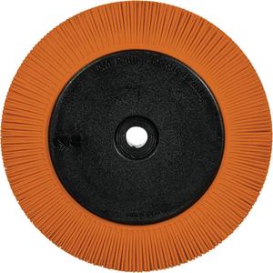 Scotch-Brite™ Type S Precision Radial Bristle Brush PN-RB with Flange - 80+, Ceramic, 8", 6000 RPM, Orange, Type S (Straight), 1-1/4"