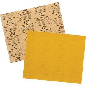 Gold Abrasive Sheet 12545 - 180, 9" x 11", Aluminum Oxide, C, Sheet, Gold, Paper, Resin, Closed