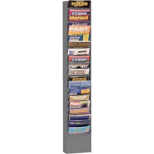 Literature Rack - Wall Mount, 20, Steel, Grey, 58", 9-3/4", 4-1/8", 3000 Sheets, Glossy Powder Coating, 24