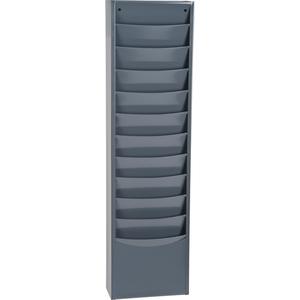 Literature Storage Racks - Stationary, 11, Steel, Grey, 36", 9-3/4", 4-1/8"