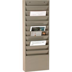 Literature Storage Racks - Stationary, 11, Steel, Tan, 36", 13-1/4", 4-1/8"