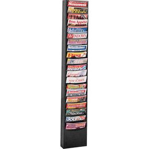 Literature Storage Racks - Stationary, 20, Steel, Black, 58 1/2", 13-1/8", 4-1/8"