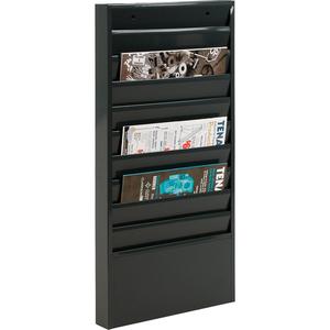 Literature Storage Racks - Stationary, 10, Steel, Black, 26-1/4", 13-1/8", 2"