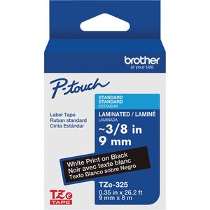 P-touch® Labeling Systems - 9 mm, White on Black, 314.96" or 8 m, Tze