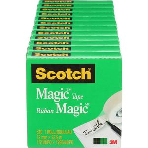 Transparent & Invisible Tape (Magic Tape) - 12 mm (47/100"), 33 m (108'), 12 mm x 33 m Refill Roll