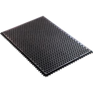 Conductive Anti-Fatigue Rubber Mat Interlocking Room System - 2', 3', 1/2", Black, Rubber, Dry, Drainage, Slotted