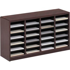 E-Z Stor® Literature Organizer - Stationary, 24, Wood, Brown, 23", 40", 11-3/4"