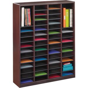 E-Z Stor® Literature Organizer - Stationary, 60, Wood, Brown, 52-1/4", 40", 3/4"