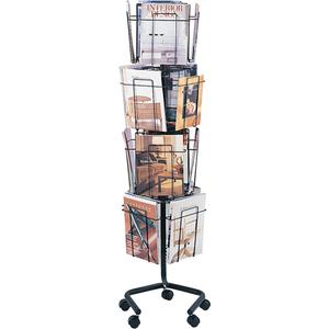 Literature Display Racks - Rotary Floor Displays - Rotating, 16, Wire Mesh, Black, 60", 15", 15"