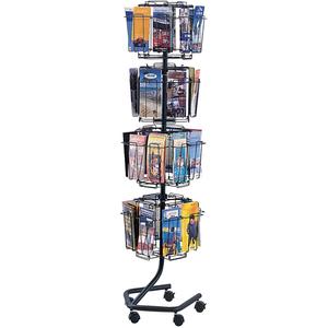 Literature Display Racks - Rotary Floor Displays - Rotating, 32, Wire Mesh, Black, 60", 15", 15"