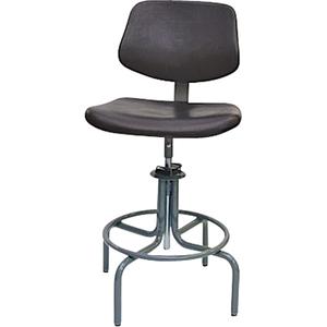 600 Series Rectangular Stool with Back - Black, Polyurethane, 250 lbs., 25" - 31", 20", 18", Adjustable, Mobile, Grey