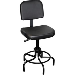 6000 Series Stool with Back - Black, Vinyl, 250 lbs., 26" - 31", 19", 17", Adjustable, Stationary