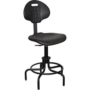 6000 Series Stool with Back - Black, Polyurethane, 250 lbs., 24" - 29", 18", 17", Adjustable, Stationary