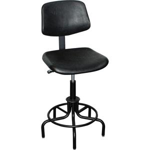 6000 Series Stool with Back - Black, Polyurethane, 250 lbs., 25" - 30", 19", 18", Adjustable, Stationary