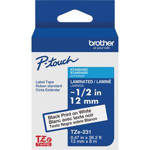 Tze Tape Cartridges - 12 mm, Black on White, 26-1/4', Tze