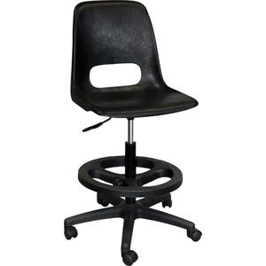800 Series Classroom Stool with Back - Grey, Polypropylene, 250 lbs., 21" - 28", 17", 16-1/2", Adjustable, Mobile, Black
