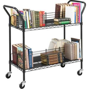 Double-Sided Wire Book Cart - 200 lbs., Black, 18-3/4", 44", 39", Steel, 2, 2, 44" W x 18 3/4" D x 40 1/4" H